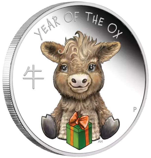 2021 BABY OX 1/2oz .9999 Silver Proof Half Dollar Coin Lunar Year Tuvalu