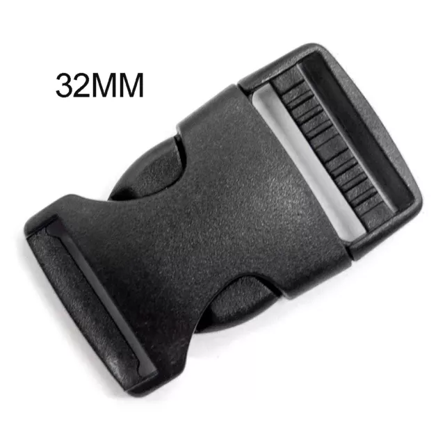 Black No Sew Plastic Dual Adjust Side Release Buckle 20mm 25mm 30mm 38mm  50mm
