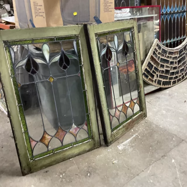 MAR 4–24 two available price each antique Stainglass Window 22.5 x 35.5￼