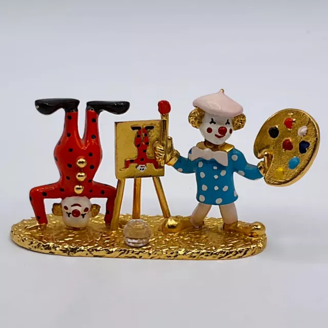 Spooniques Clowns Artist Crystal Gold Tone Pewter Figurine Circus Decor KM1433