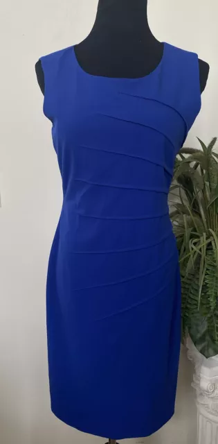 Calvin Klein Sunburst Royal Blue Sleeveless Sheath Dress Size 6 EUC, $128