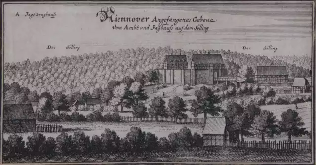 Schloss Nienover (Niedersachsen) Original Kupferstich von Merian um 1650