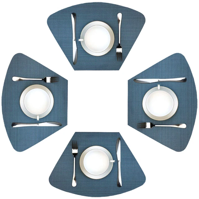 Wedge Placemats for Round Table Set of 4 Woven Washable Placem...