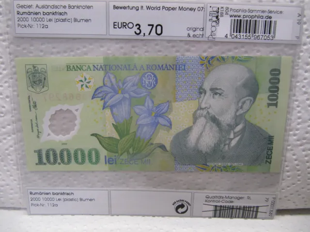 Rumänien .  10000 Lei 2000  .  Geldschein , Banknote , bankfrisch (  9  )