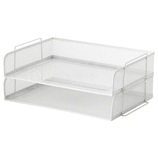 IKEA DRÖNJÖNS 2x Briefablage weiß Stahl stapelbar einzeln Zeitschriftensammler