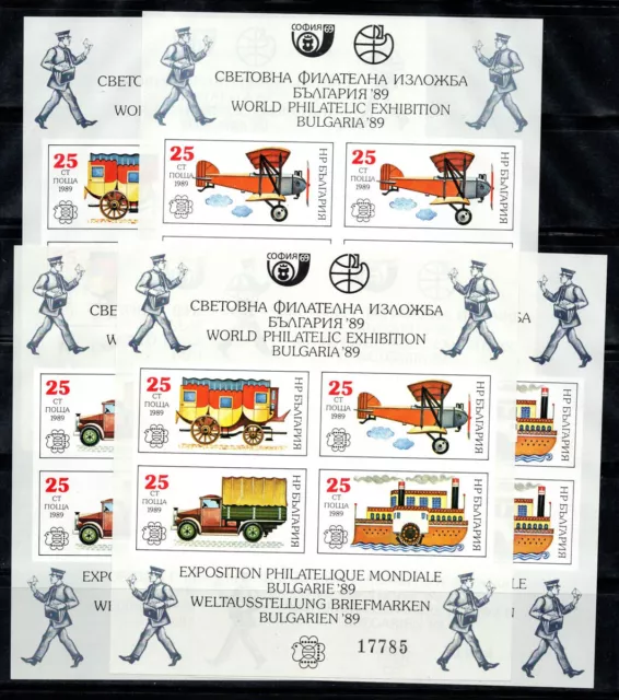 Bulgarie 1989 Mi. Bl. 189B-193B Bloc Feuillet 100% Neuf ** Affichage De Timbres,