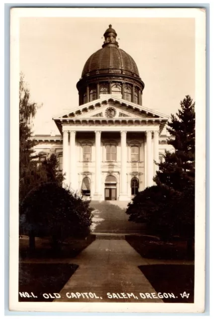 1940 View Of Old Capitol Building Salem Oregon OR Vintage RPPC Photo Postcard