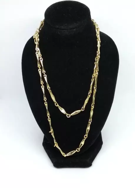 Vintage Gold Necklace,  individual link bars design, stamped 15