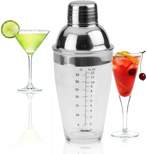 Metaltex Stainless Steel Cocktail Drinks Shaker 0.5 Litre 18oz Manhattan Shaker