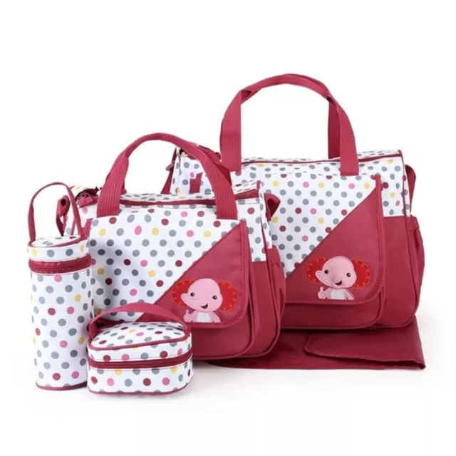 Set de 5pcs Sac à Langer Bébé Maman Sac à main pour Promenade Voyage rouge