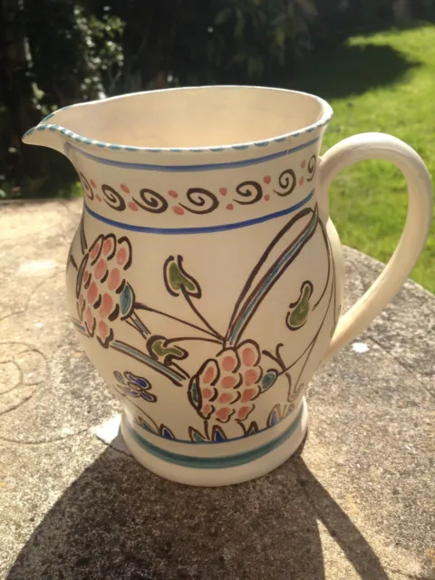 Honiton Devon vintage pottery jug JB 27 Art Deco hand painted floral pattern