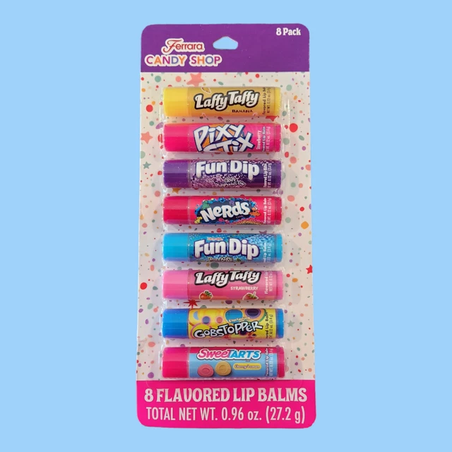 NEW 8 Ferrara Candy Flavored Lip Balms Laffy Taffy Nerds Gobstopper Chap Stick