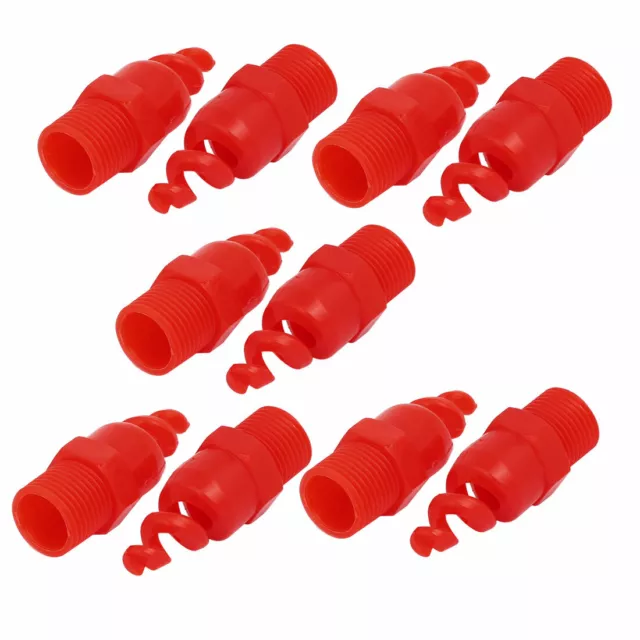 1/2BSP Male Thread PP Spiral Cone Atomized Nozzle Industrial Spray Red 10pcs