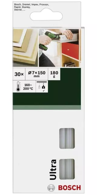 150mm x 7mm Laiteux Colle Bâtons, 30 Paquet - 2609256D29