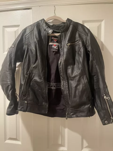 victory motorcycle leather jacket womens size L black