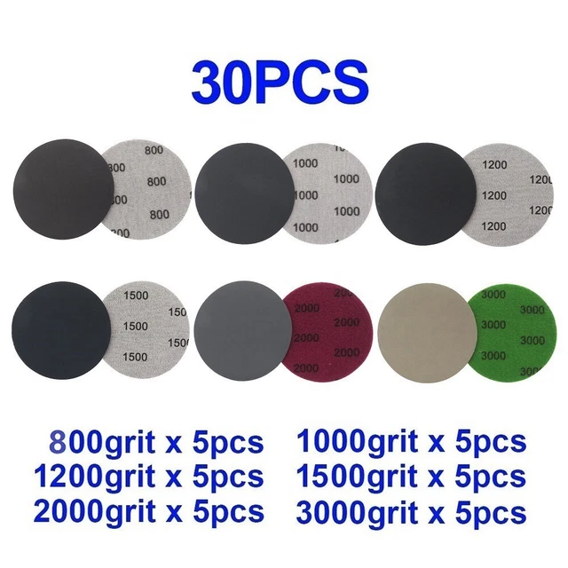 30pc 3 Gancio Anello Bagnato/Asciugare Sabbia Dischi Abrasivi Silicone Carbide