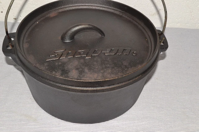 Snap-On Tools Cast Iron Dutch Oven with Handle & Lid 5 qt Camping Cauldron