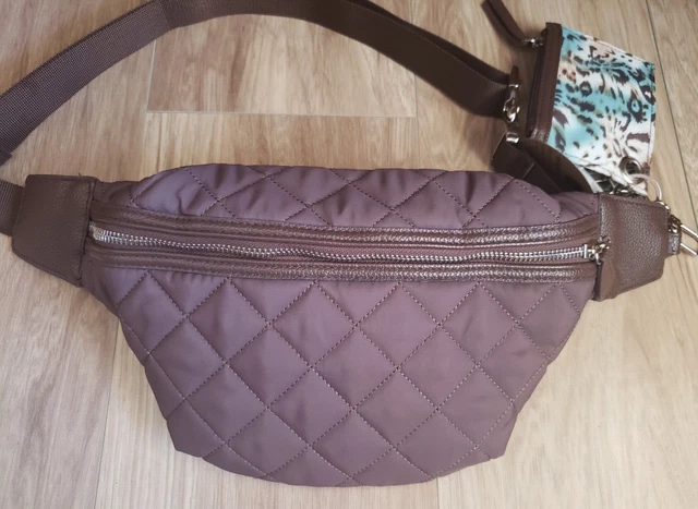 Samantha Brown To-Go Classic Quilted Waist Belt Bag RFID Zip Pouch & Key Fob NWT 2