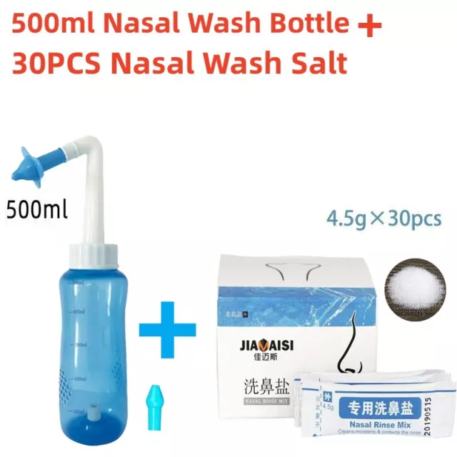 Lastek 500 ml Neti Pot enjuague sinusal limpiador de nariz kit de alivio de riego nasal