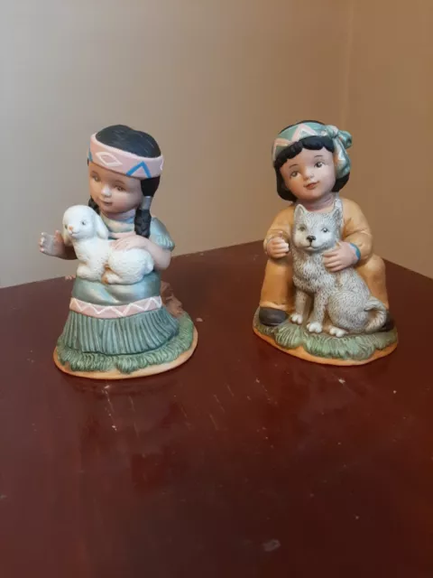 Home Interiors Homco 1428 Native American Children Figurines Set of 2