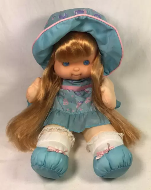 Vintage Fisher Price Puffalump Kids Doll BABY GIRL Blue Dress & Eyes Plush 1992