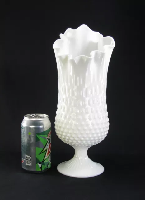 Fenton Milk Glass Hobnail Pattern 13" Swung Vase