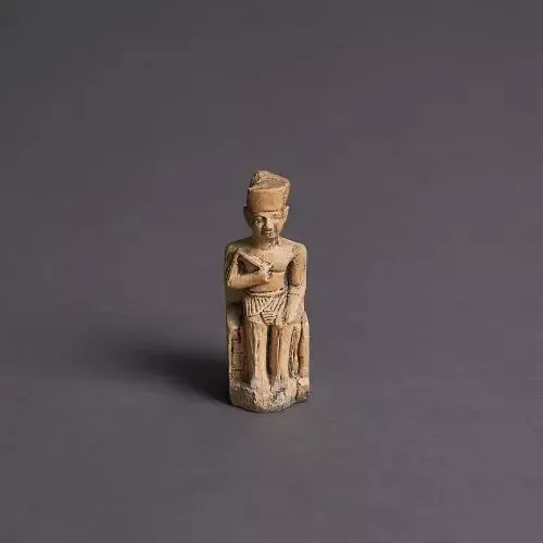 Cute statuette of Ancient Egyptian King Khufu, Museum Reproduction Certificate