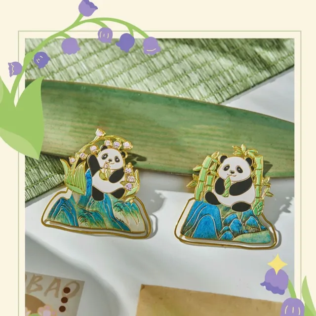 Fan-shaped Bookmark Chinese Style Panda Bookmark High Quality Metal Bookmark