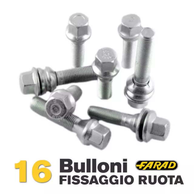 Kit 16 bulloni ruota Fiat Grande Punto Croma Sedici 2005> cerchi in lega