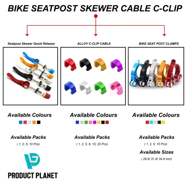 Bike Seat Post Clamp Quick Release Skewer Alloy Cable C-Clip Mtb Road Bicycle Uk