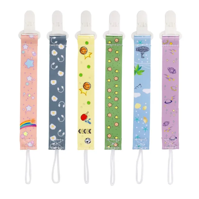 6 Pack Baby Pacifier Clips| Universal Neutral Pacifier Holder Binky Clips for Bo