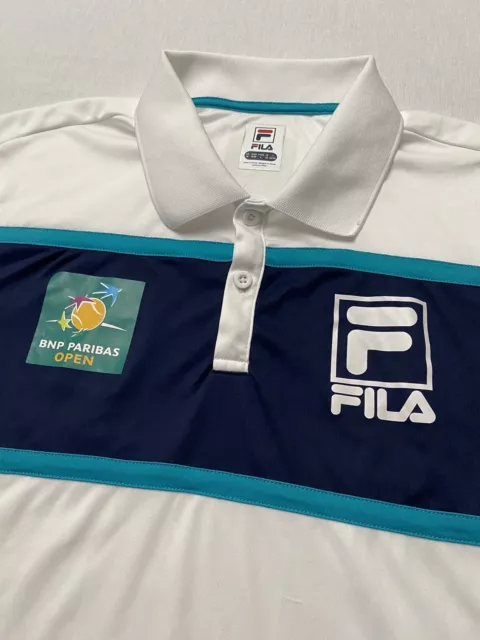 FILA BNP PARIBAS Tennis Open Mens Stretch Polo Shirt Short Sleeve NWOT ...