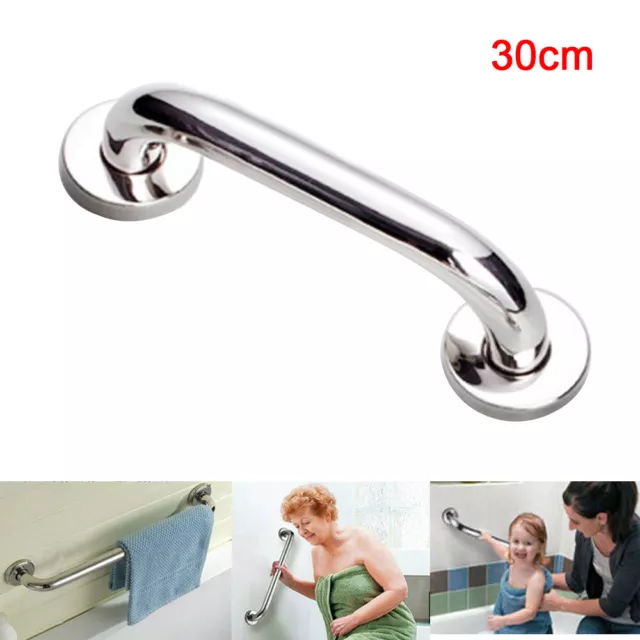 Chrome Home Bathroom Disability Handle Hand Rail Grab Safety Bar Anti-slip -30cm
