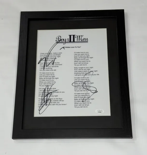 Boyz Ii Men Signed Framed I'll Make Love To You Lyric Sheet All 3 Jsa Coa