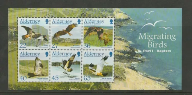 2003 Alderney Migrating Birds Mini Sheet Part 1 Raptors