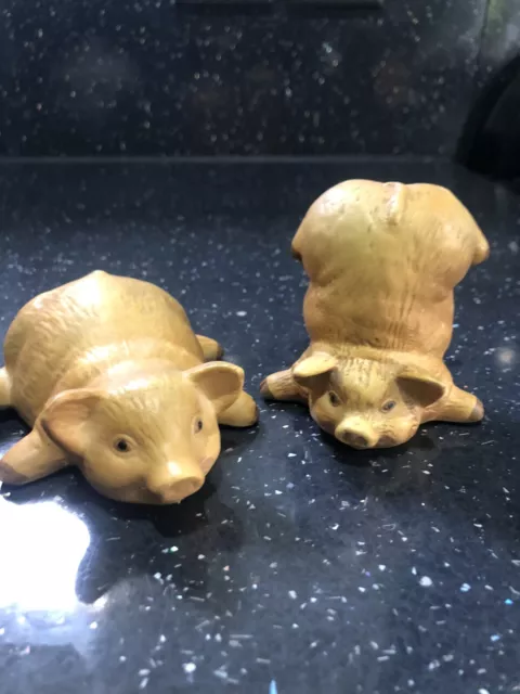 2  Ceramic Pig Figurines Ornaments