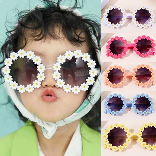 Occhiali da sole bambini bambini fiori rotondi occhiali da sole ragazze ragazzi bambini sport LM❤