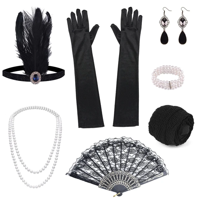 ELECLAND 10 PIÈCES Années 1920 Flapper Great Gatsby Accessoires Set Mode Roar... EUR 34,37