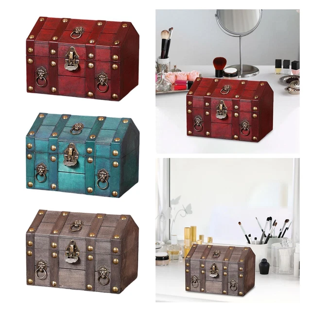 Coffre En Bois Vintage 'Pirate' – Boîte De Rangement Rétro, Style Ancien Pour Déco