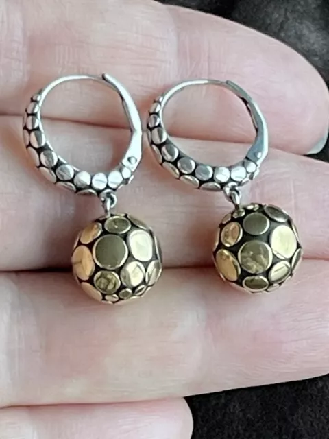 John Hardy Silver 925 18k Gold Dot  Dangle Earrings