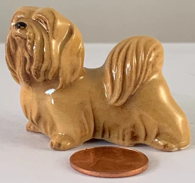 VTG Retired Hagen Renaker Miniature Ceramic Lhasa Apso, Left Facing, Made USA