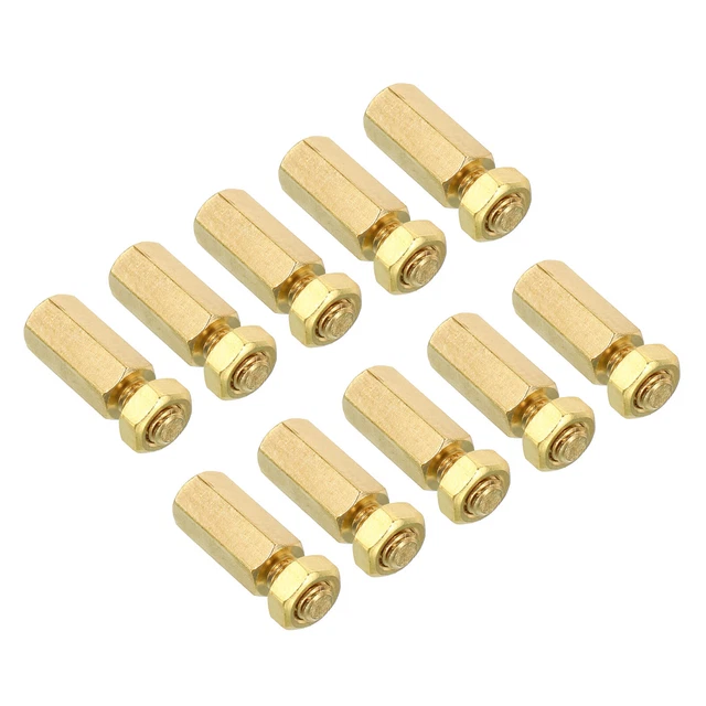15mm+6mm M5 Standoff Screws 40 Pack Brass Hex PCB Standoffs Nuts Gold Tone