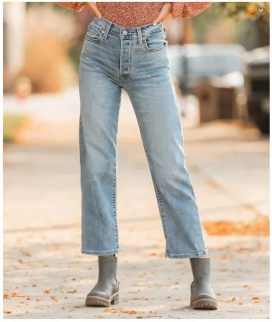 NEW LEVI'S WOMEN'S Ribcage Straight Leg Ankle Worn Out Jeans Size 25 (24 x  26) EUR 55,38 - PicClick FR