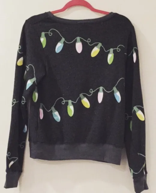 Wildfox Couture Glowing Lights Glow In The Dark Christmas Jumper Sweater Size Xs 2