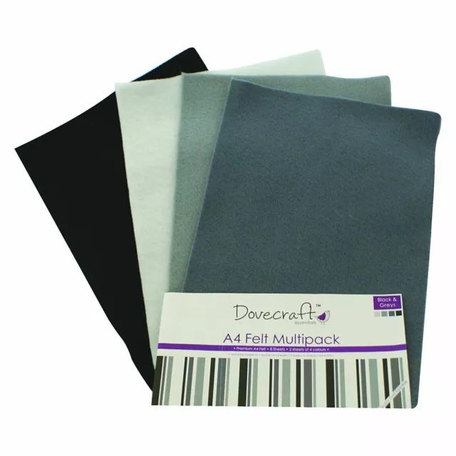 A4 Felt Fabric Rectangle Sheets for Arts and Craft Many Colours
