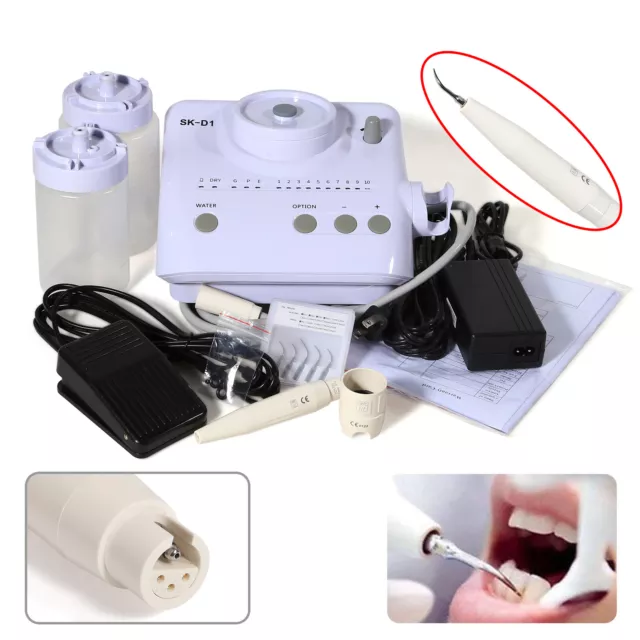 Dental Ultrasonic Piezo Scaler+2Bottles Handpiece Tips fit DTE Satelec SK-D1 UK