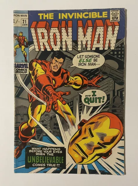 Iron Man #21. Jan '70. Marvel. Vg. 1St Bronze Age! 1St App Eddie March! Uk Price