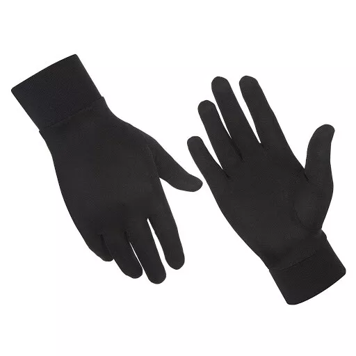 Thin Lycra Silk Liner Gloves Thermal Ski Inner Walking Cycling Motorbike BLACK
