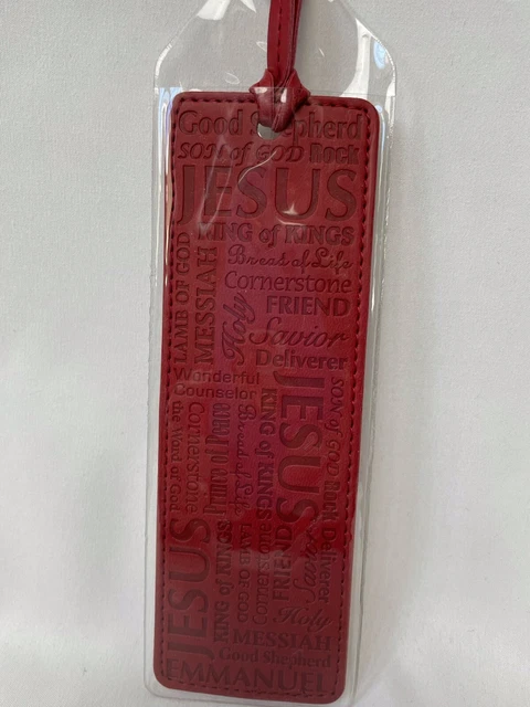 Dicksons Bookmark Names For Jesus Red Faux Leather Religious Messiah Savior King