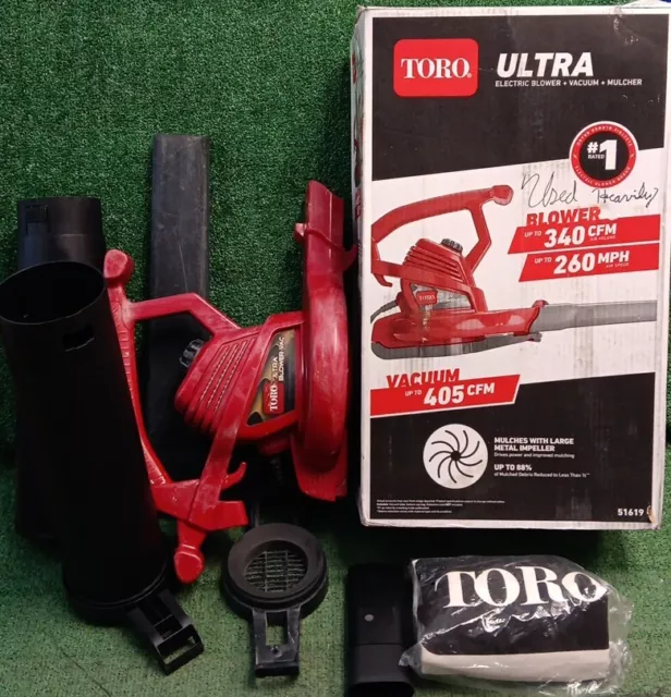 Toro (51619) Ultra Electric Blower Vacuum Mulcher- Red 260mph - Used Condition